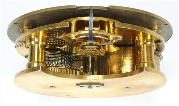 Click for larger version of MAGNIFICENT FUSEE SHIPS WHEEL DESK CLOCK Image 2